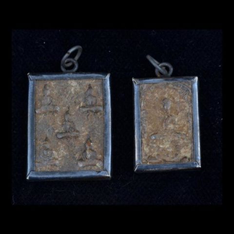 AP51 | Cast Bronze Buddha Amulet with a White Metal Frame