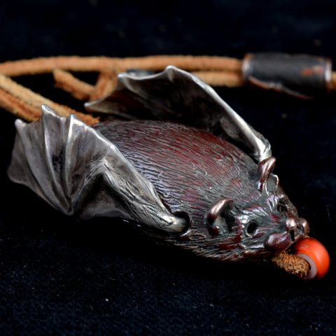 BB22O | Vintage Sterling Silver & Shibuichi Bat Pendant by Robert Burkett - 04 | BB22O | Vintage Sterling Silver & Shibuichi Bat Pendant by Robert Burkett - 04