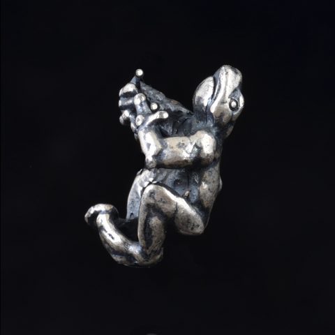 BB27 | Sterling Silver Hanging Toad Bead by Robert Burkett - 03 | BB27 | Sterling Silver Hanging Toad Bead by Robert Burkett - 03