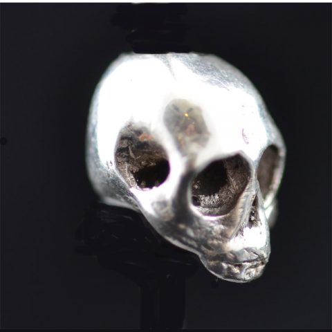 BB49S | Small Sterling Silver Skull Bead by Robert Burkett - 05 | BB49S | Small Sterling Silver Skull Bead by Robert Burkett - 05