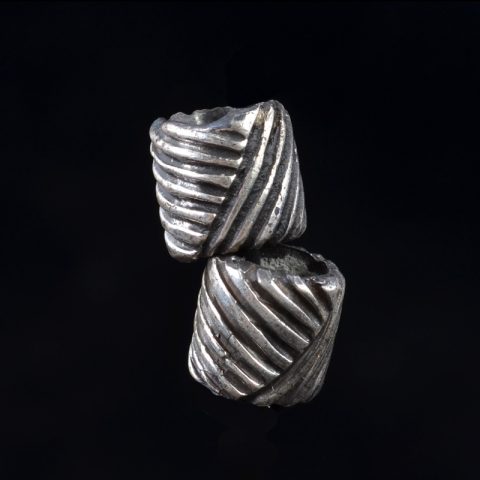 BB9010 | Vintage Cross Hatched Striped Sterling Spacer Bead - 00 | BB9010 | Vintage Cross Hatched Striped Sterling Spacer Bead - 00