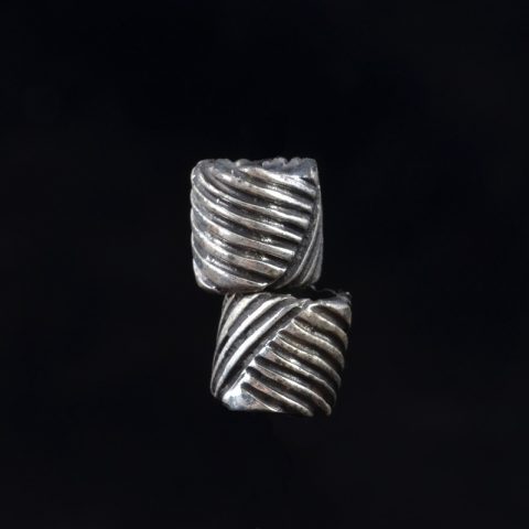 BB9010 | Vintage Cross Hatched Striped Sterling Spacer Bead - 01 | BB9010 | Vintage Cross Hatched Striped Sterling Spacer Bead - 01