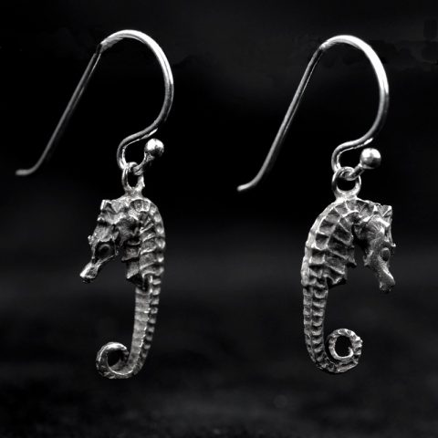 BBE01 | Sterling Silver Seahorse Earrings by Bob Burkett - 01