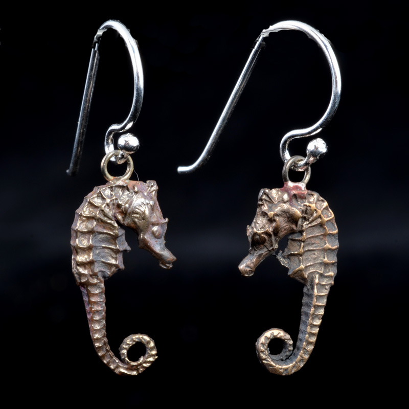 BBE01BR | Bronze Seahorse Earrings by Robert Burkett - 04