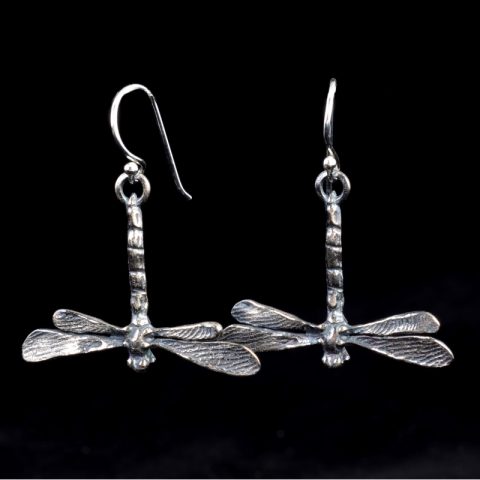 BBE02 | Sterling Silver Dragonfly Earrings by Bob Burkett - 04