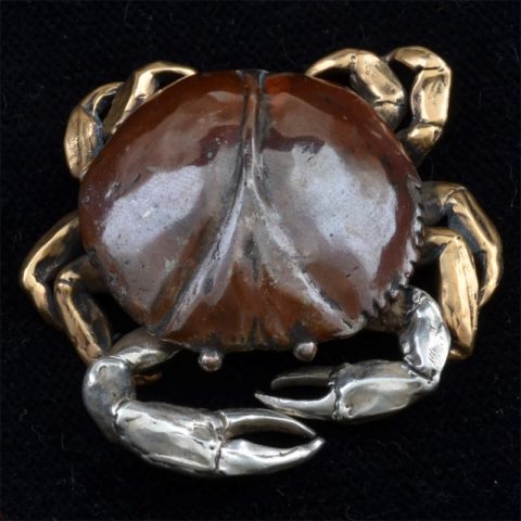 BBP28 | Shibuichi & Sterling Silver Crab Pendant by Robert Burkett - 00