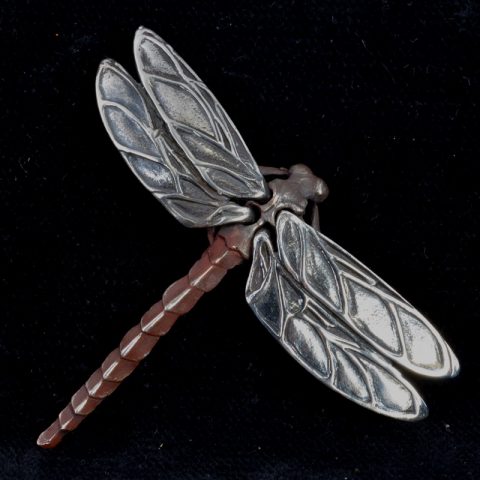 BBP33C | Dragonfly Pendant, Sterling Silver and Shibuichi by Bob Burkett - 01