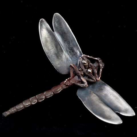 BBP33C | Dragonfly Pendant, Sterling Silver and Shibuichi by Bob Burkett - 02