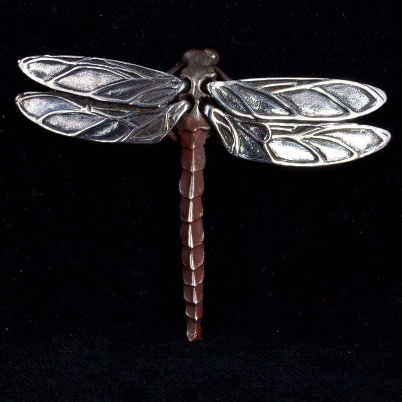 BBP33C | Dragonfly Pendant, Sterling Silver and Shibuichi by Bob Burkett - 00