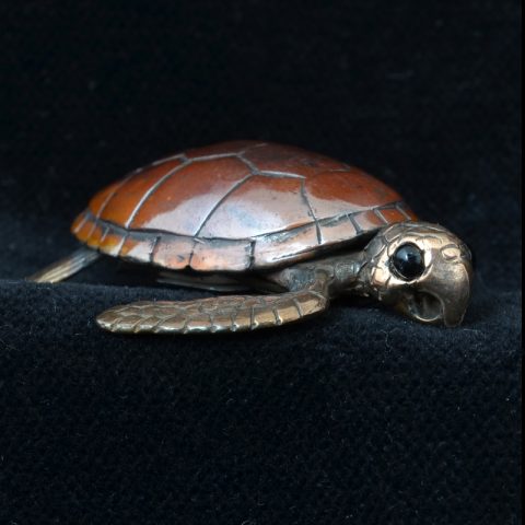 BBP53 | Bronze, Sterling Silver & Shibuichi Sea Turtle Pendant by Robert Burkett - 01