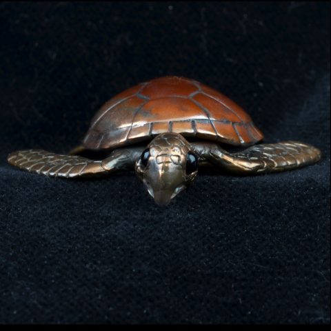 BBP53 | Bronze, Sterling Silver & Shibuichi Sea Turtle Pendant by Robert Burkett - 02