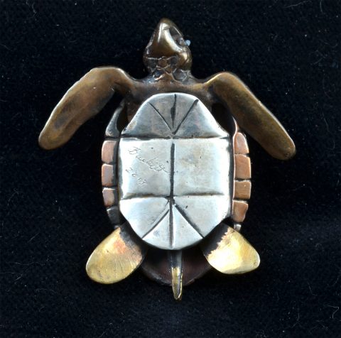 BBP53 | Bronze, Sterling Silver & Shibuichi Sea Turtle Pendant by Robert Burkett - 03