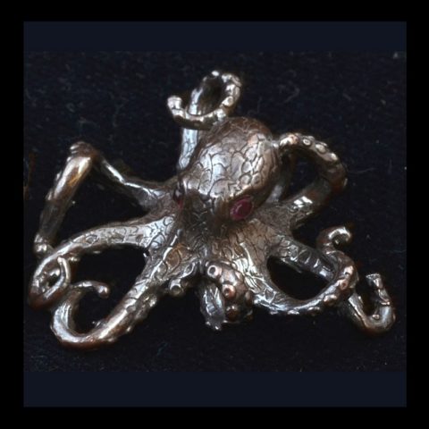BBP55C | Small Shibuichi Octopus Pendant by Robert Burkett - 00