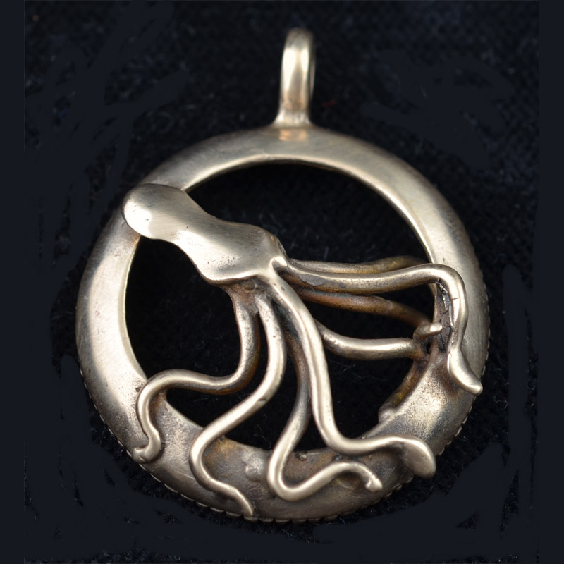 BBP68BRS | Squid Pendant by Robert Burkett in Polished Bronze - 00