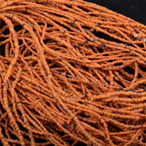 BC1042 | Ancient Thai Glass Beads from Krabi in Orange - 00 | BC1042 | Ancient Thai Glass Beads from Krabi in Orange - 00