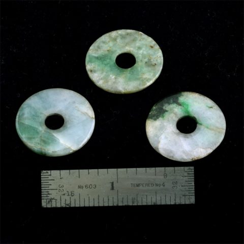 BC1382 | Set of Three Carved Burmese Jade Circles - 01 | BC1382 | Set of Three Carved Burmese Jade Circles - 01