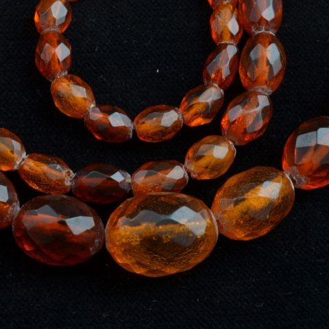 BC1536 | Antique Faceted and Graduated Cognac Amber Bead Necklace - 00 | BC1536 | Antique Faceted and Graduated Cognac Amber Bead Necklace - 00