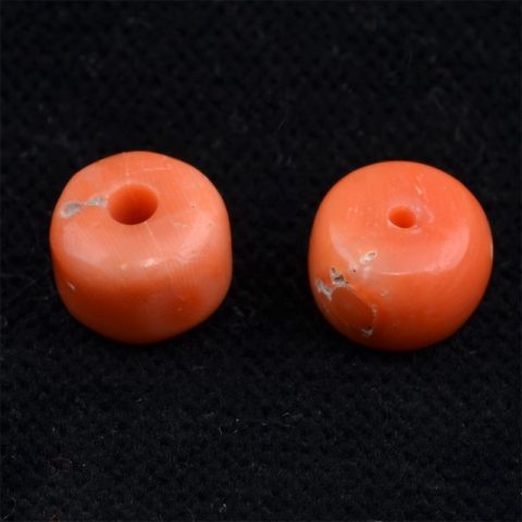 BC2475 | Pair of Natural Antique Tibetan Coral Beads