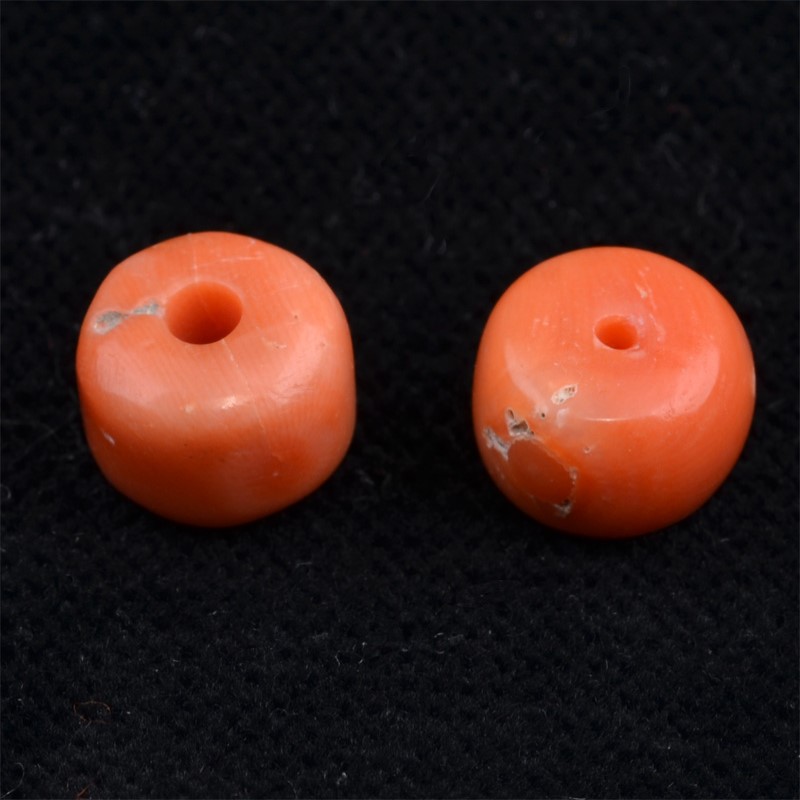 BC2475 | Pair of Natural Antique Tibetan Coral Beads | BC2475 | Pair of Natural Antique Tibetan Coral Beads