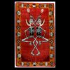 Tibetan Tantric Carpet, Citipati on Deep Orange-Red Background
