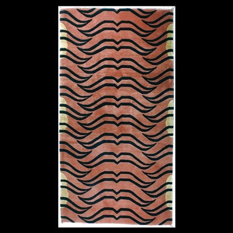 CT038 | Abstract Tiger Carpet, Black and Cinnamon
