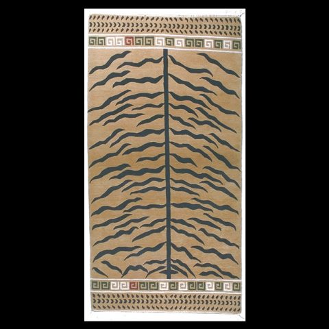 CT079 | Black and Gold Abstract Tiger Carpet