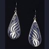 Swirly Leaf Design Earring with Lapis Inlay.