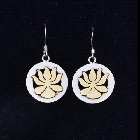 EAR22 | Yellow and White Toned Lotus Earrings