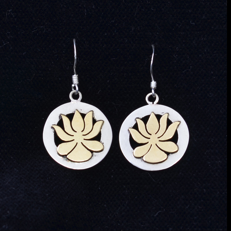 EAR22 | Yellow and White Toned Lotus Earrings | EAR22 | Yellow and White Toned Lotus Earrings