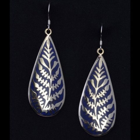 EAR3029 | Leaf Design Earring with Lapis Inlay