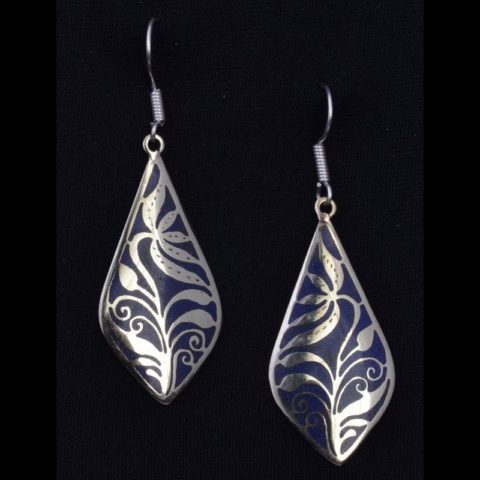 EAR3030 | Leaf Design Earring with Lapis Inlay