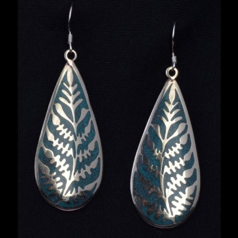 EAR3031 | Leaf Design Earring with Turquoise Inlay