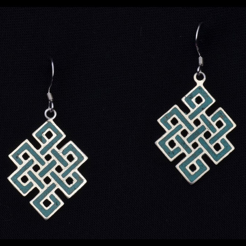 EAR3032 | Endless Knot Earring with Turquoise Inlay | EAR3032 | Endless Knot Earring with Turquoise Inlay