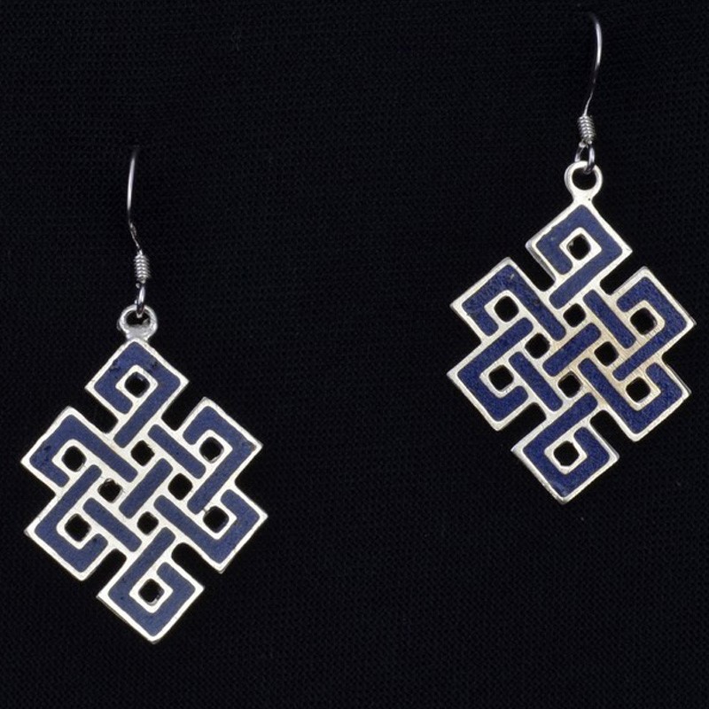 EAR3033 | Endless Knot Earring with Lapis Inlay | EAR3033 | Endless Knot Earring with Lapis Inlay