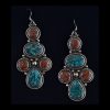 Turquoise and Coral Mosaic Inlay Earrings
