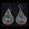 Turquoise and Coral Inlaid Earrings