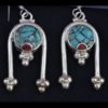 Turquoise and Coral Inlaid Earrings