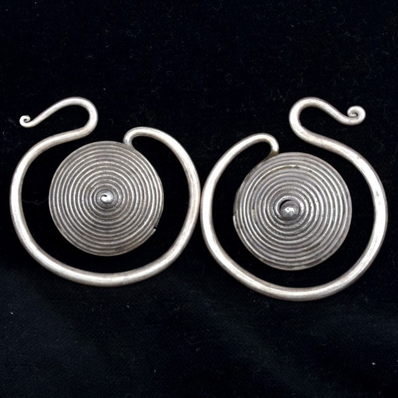 EAR3043 | Antique Hill Tribe Silver Gauged Earrings | EAR3043 | Antique Hill Tribe Silver Gauged Earrings - 00