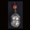 Minority Chinese Silver Tiger Bell with Carnelian Bead