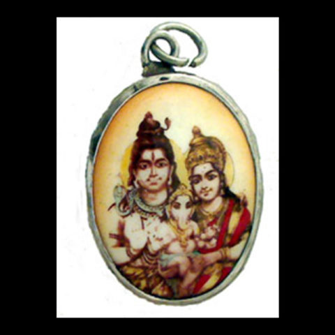 EP42 | Shiva, Parvati, and Ganesh Enamel Pendant