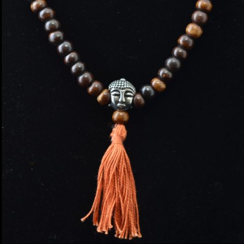 ML325 | Stretch Mala Necklace with Horn and Buddha Guru Bead - 01