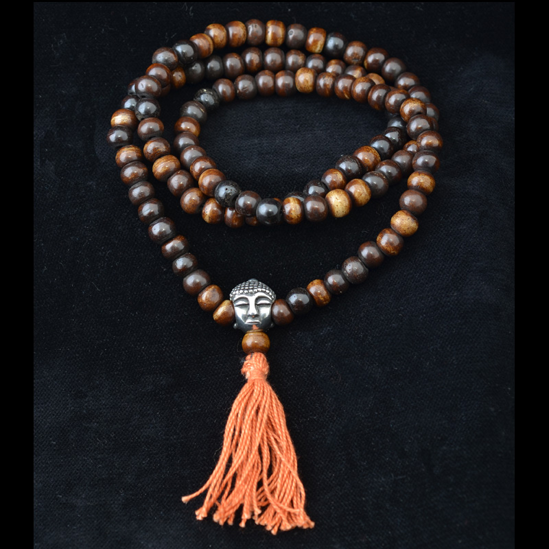 ML325 | Stretch Mala Necklace with Horn and Buddha Guru Bead - 00
