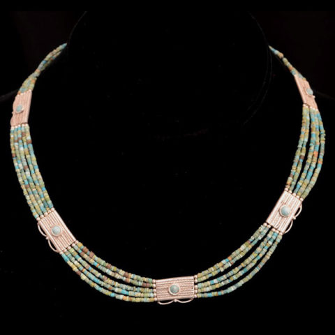 JN2014 | Nepalese Turquoise Five Strand Collar Necklace