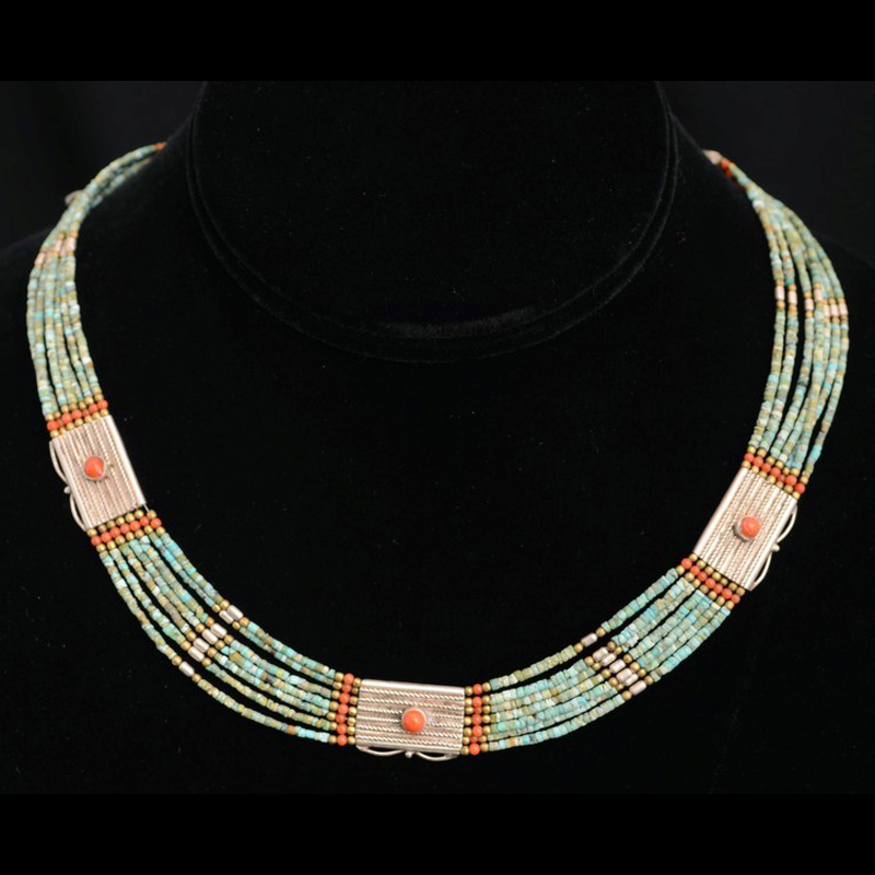 JN2038 | Nepalese Five Strand Turquoise Collar Necklace
