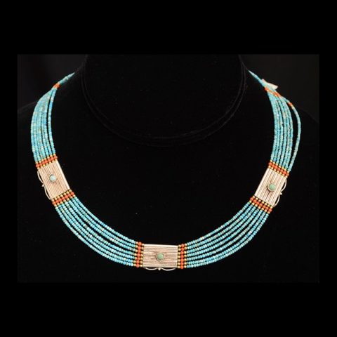 JN2040 | Nepalese Seven Strand Turquoise Collar Necklace