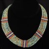 Nepalese Turquoise Eight Strand Collar Necklace with Coral and Lapis