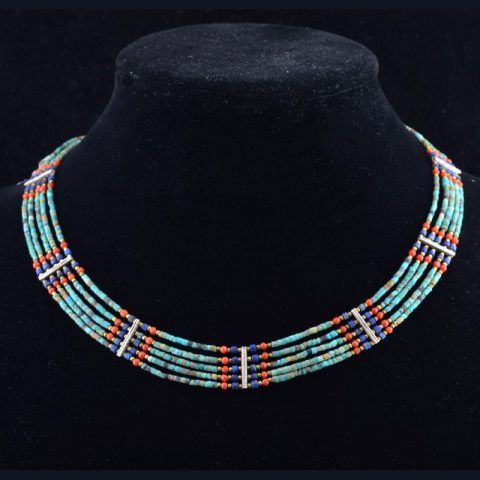 JN2043 | Nepalese Turquoise Five Strand Collar Necklace