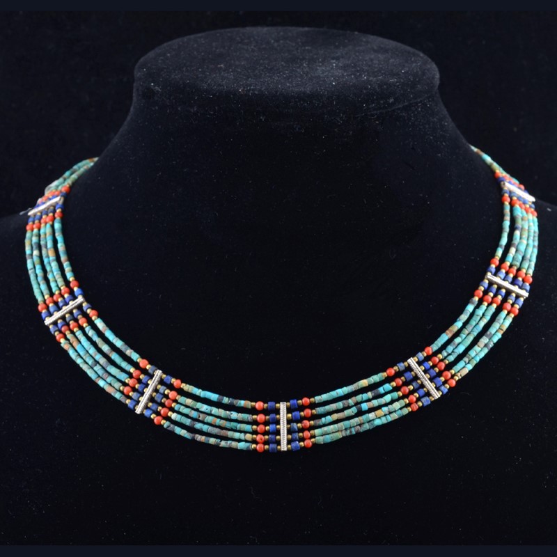 JN2043 | Nepalese Turquoise Five Strand Collar Necklace | JN2043 | Nepalese Turquoise Five Strand Collar Necklace