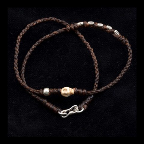 JN3000 | Woven Linen Wrap Bracelets with Hill Tribe Beads and Howlite Skull - 00 | JN3000 | Woven Linen Wrap Bracelets with Hill Tribe Beads and Howlite Skull - 00