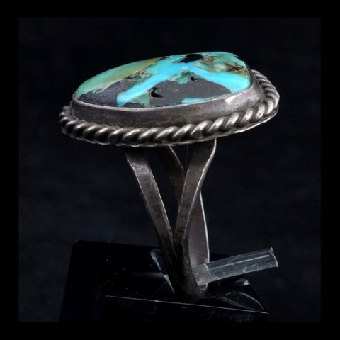 JN3003 | Antique Turquoise and Sterling Navajo Ring - 01 | JN3003 | Antique Turquoise and Sterling Navajo Ring - 01